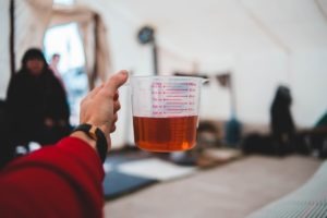 Measuring cup with liquid inside