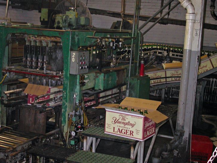 bottles of Yuengling Lager in the brewery