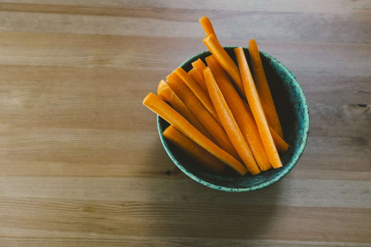 carrot sticks on a bowl
